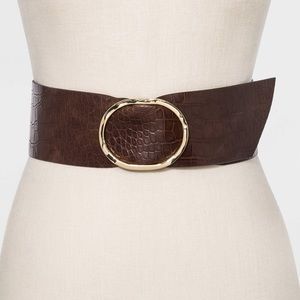 NWT A New Day Brown Hammered Buckle Sash Belt